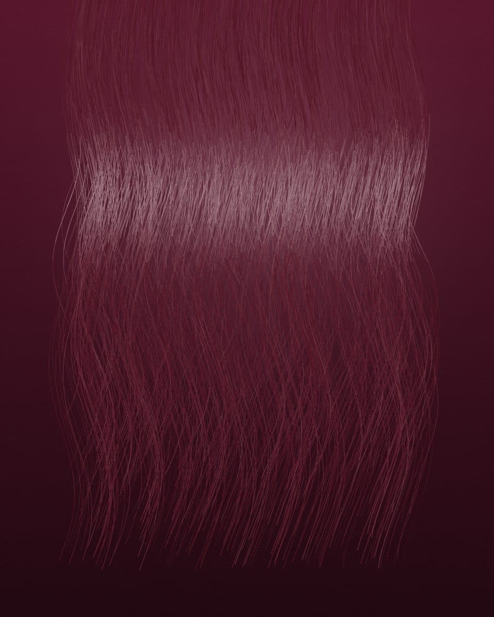 Burgundy wave strands framed in an arch